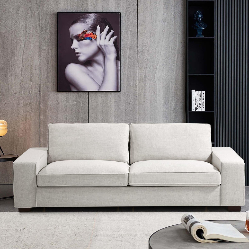 88.58" Modern loveseat Sofas Living Room,Couches Love Seat with Wood Frame for Bedroom, Office, Apartment, Dorm, Studio /Easy, Tool-Free Assembly（Beige）