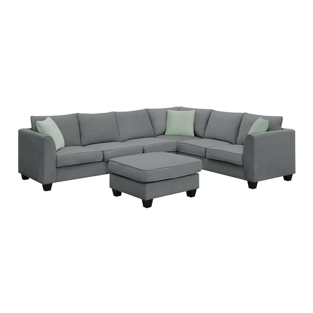 Harper & Bright Designs Modular Sectional Sofa with Ottoman Couch L Shape Corner Sofa Sets 7 Seats Fabric Couch for Living Room, Black, 112 * 87 inch