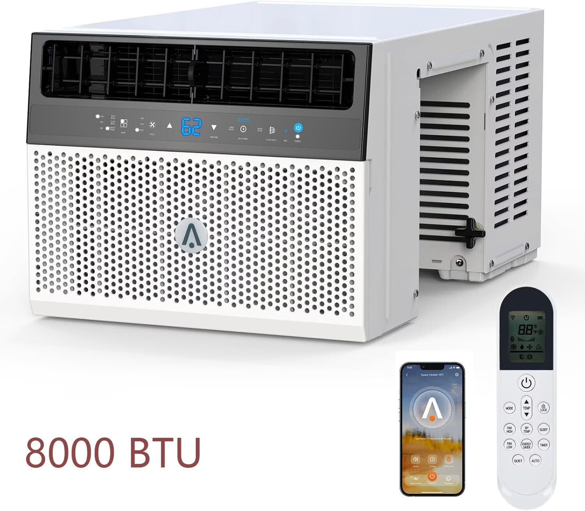 8000Btus Window Air Conditioner Over the Sill AC Up to 370 Sq.Ft With Remote & App