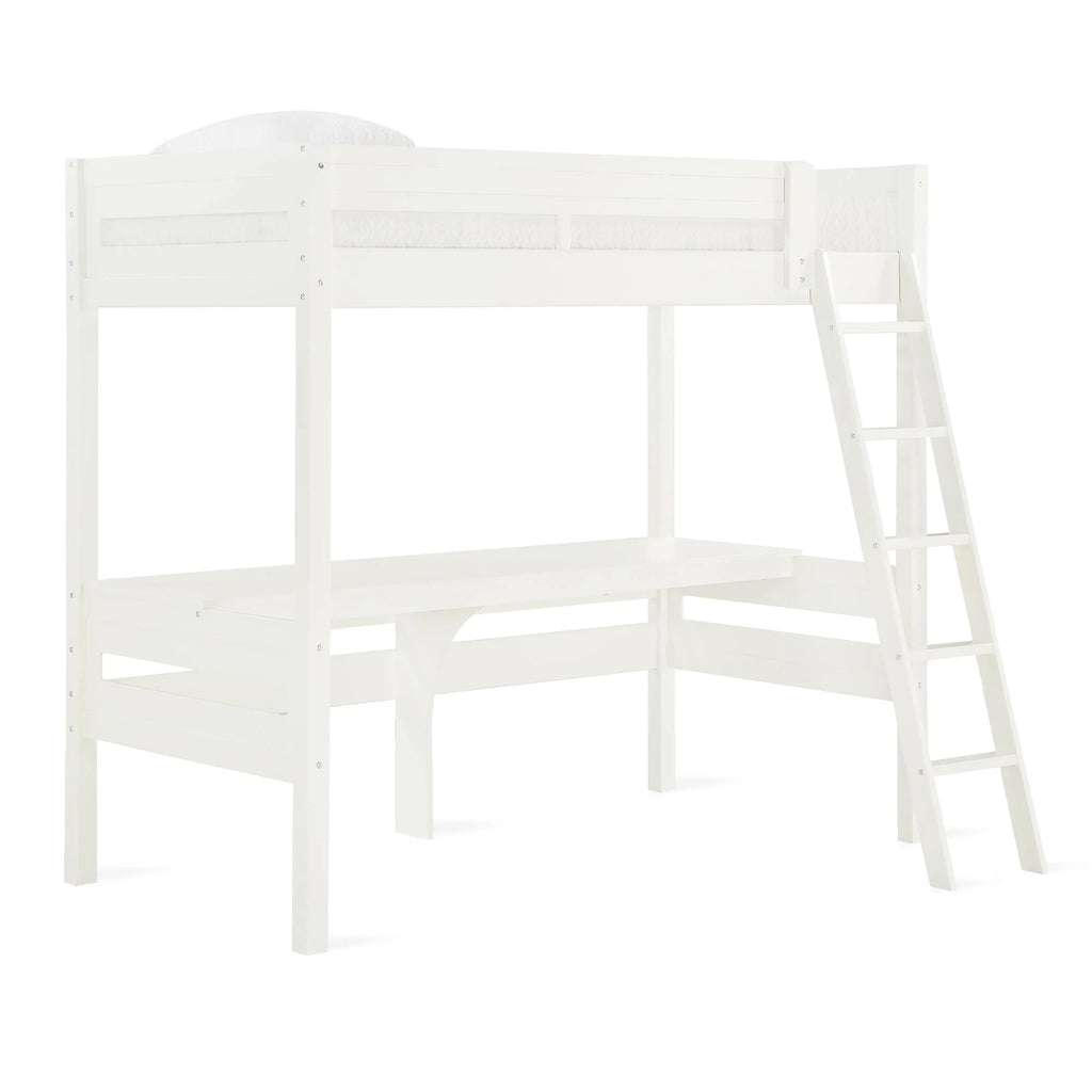 Teen Novogratz Lennon Twin Size Loft Bed with Desk, White