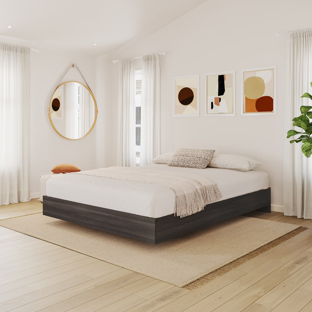 Nexera Full Size Platform Wood Bed Frame, Walnut