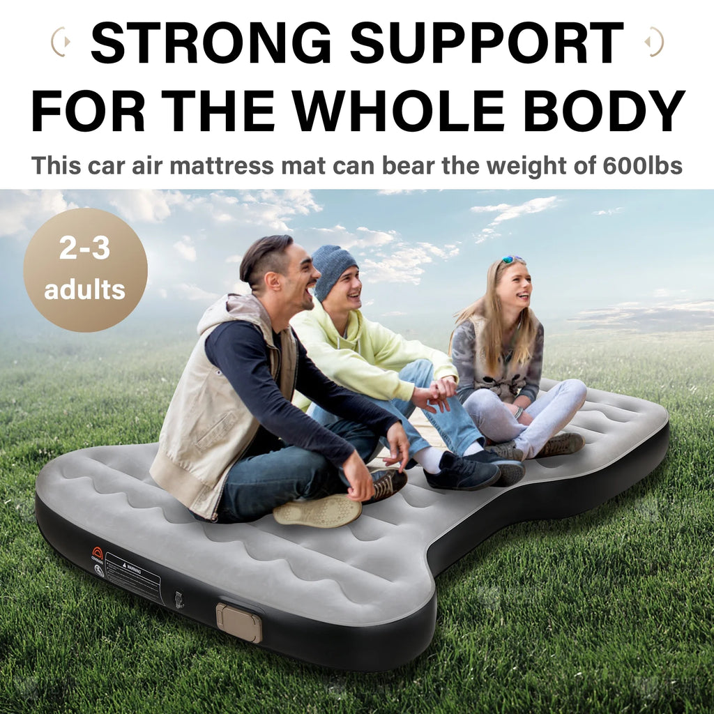 Coverado Car Air Mattress Custom Tesla Model Y 2021-2024, Inflatable Outdoor Camping Air Bed with Car Air Pump, Gray Thickened Flocking Air Bed