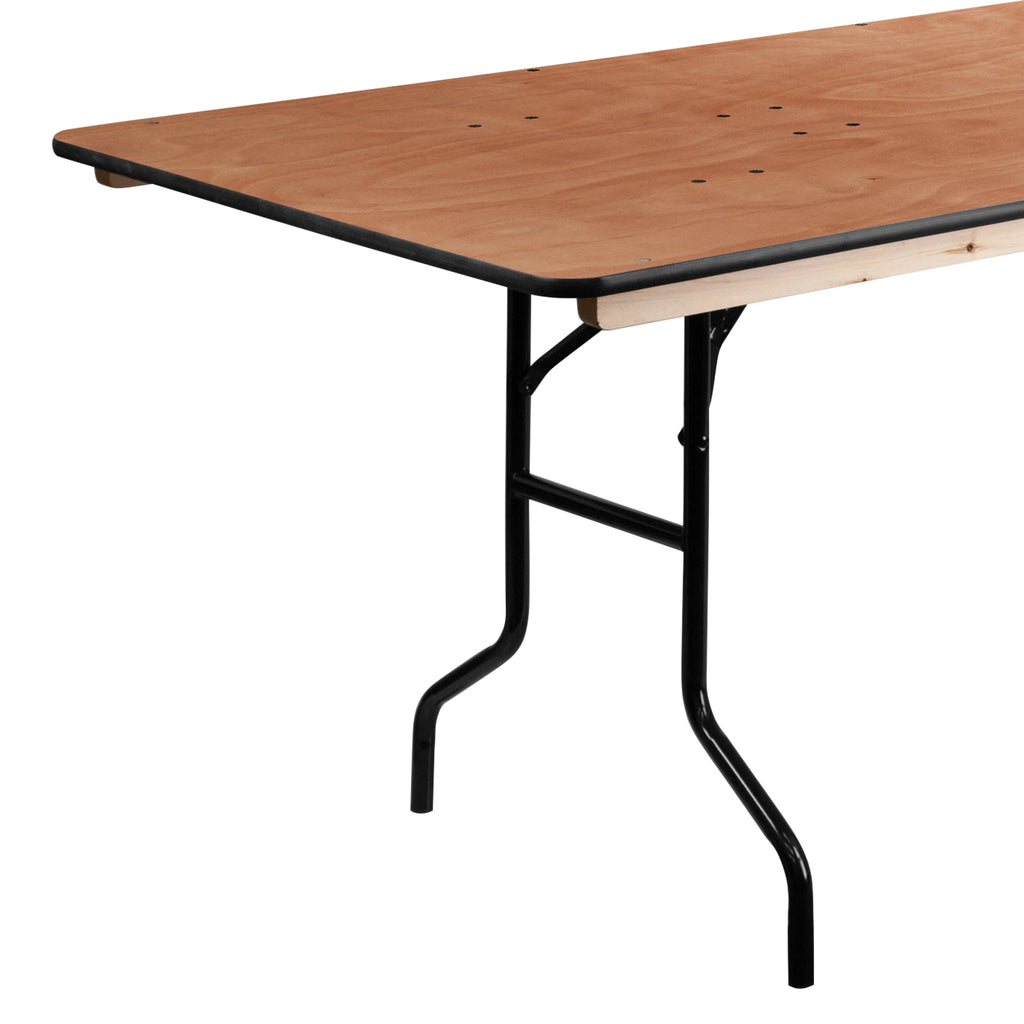 Flash Furniture Fielder 8-Foot Rectangular Wood Folding Banquet Table with Clear Coated Finished Top