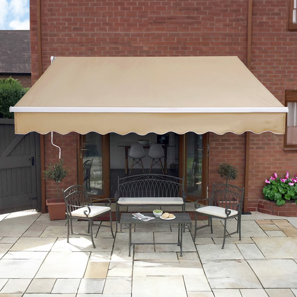 KFFKFF Patio Awning Retractable 8' x 7' Awning Sunshade Shelter with Crank Handle