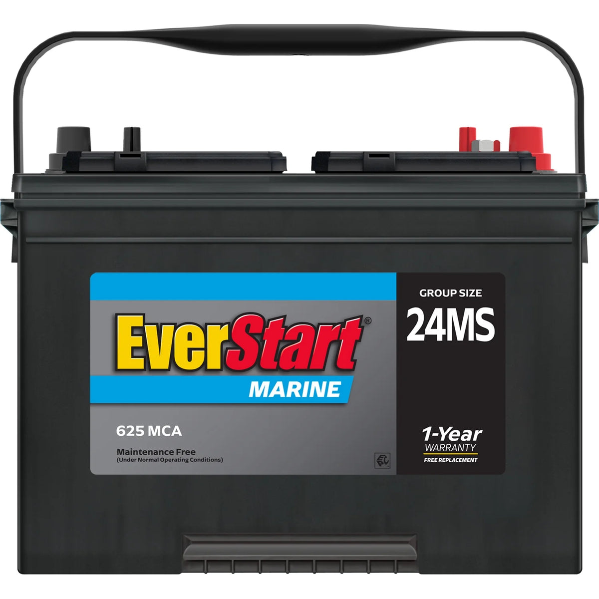 EverStart Lead Acid Marine Starting Battery, Group Size 24MS 12 Volt, 625 MCA*
