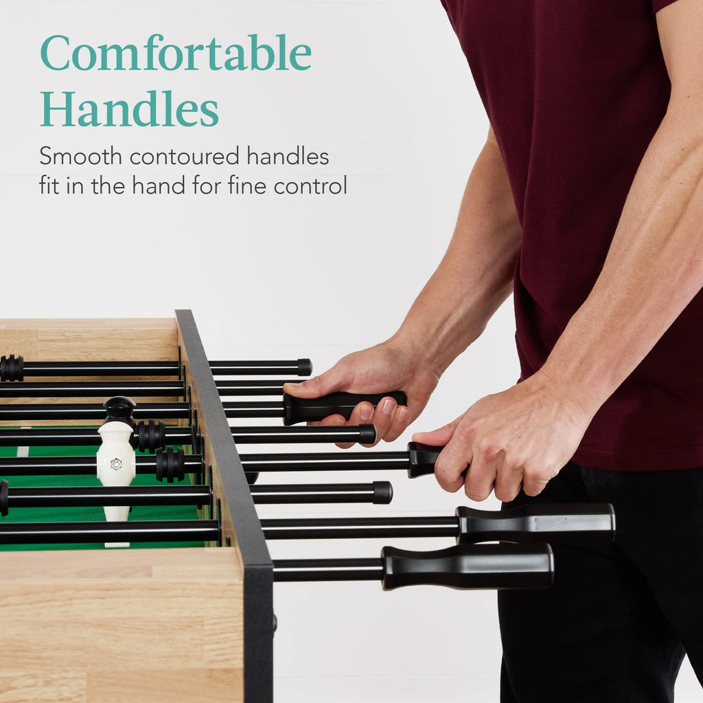 Best Choice Products Large 54in Full-Size Foosball Table for Home, Game Room w/ 2 Balls, 2 Cup Holders - Natural
