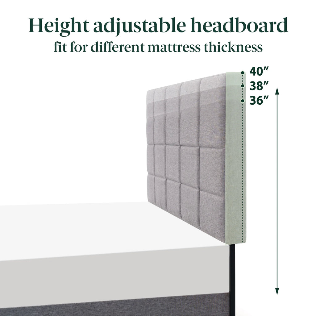 Mainstays Upholstered Platform Bed, No Box Spring Needed, Gray, Queen