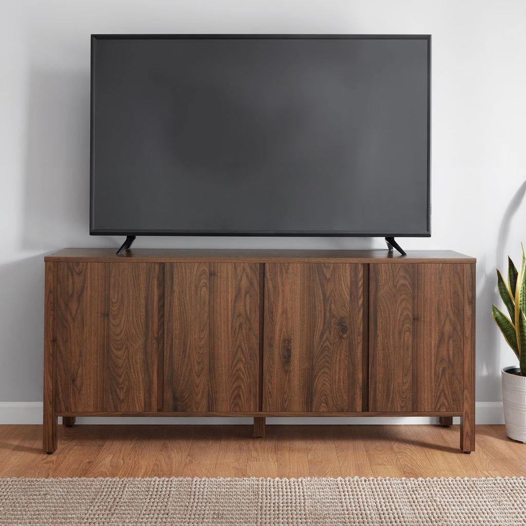 Mainstays 4-Door TV Console for TV��s up to 65��, Canyon Walnut Finish