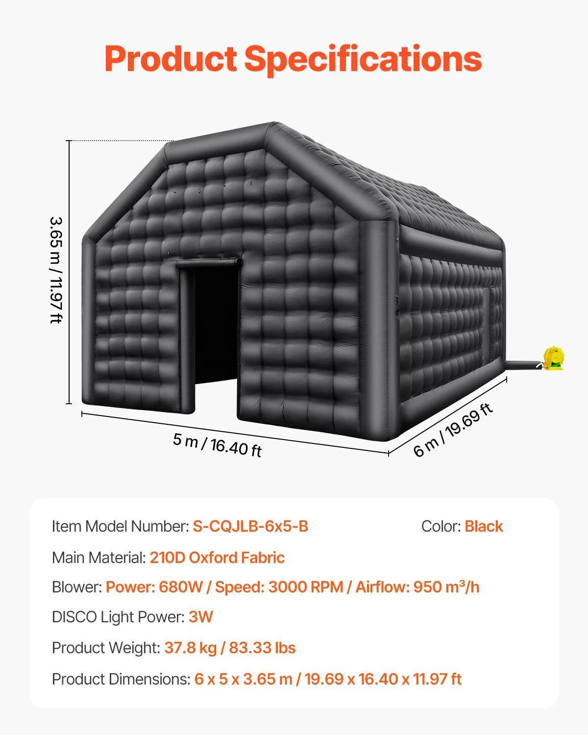 Giant Blow Up Party Tent - 19.7FT Inflatable Nightclub with LED Lights, Waterproof & Durable for Outdoor Use