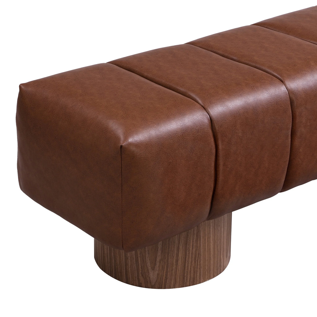 Christopher Knight Home Modern Mid-Century 64" Velvet Tufted Ottoman Bench, Faux Wood Legs, Light Gray