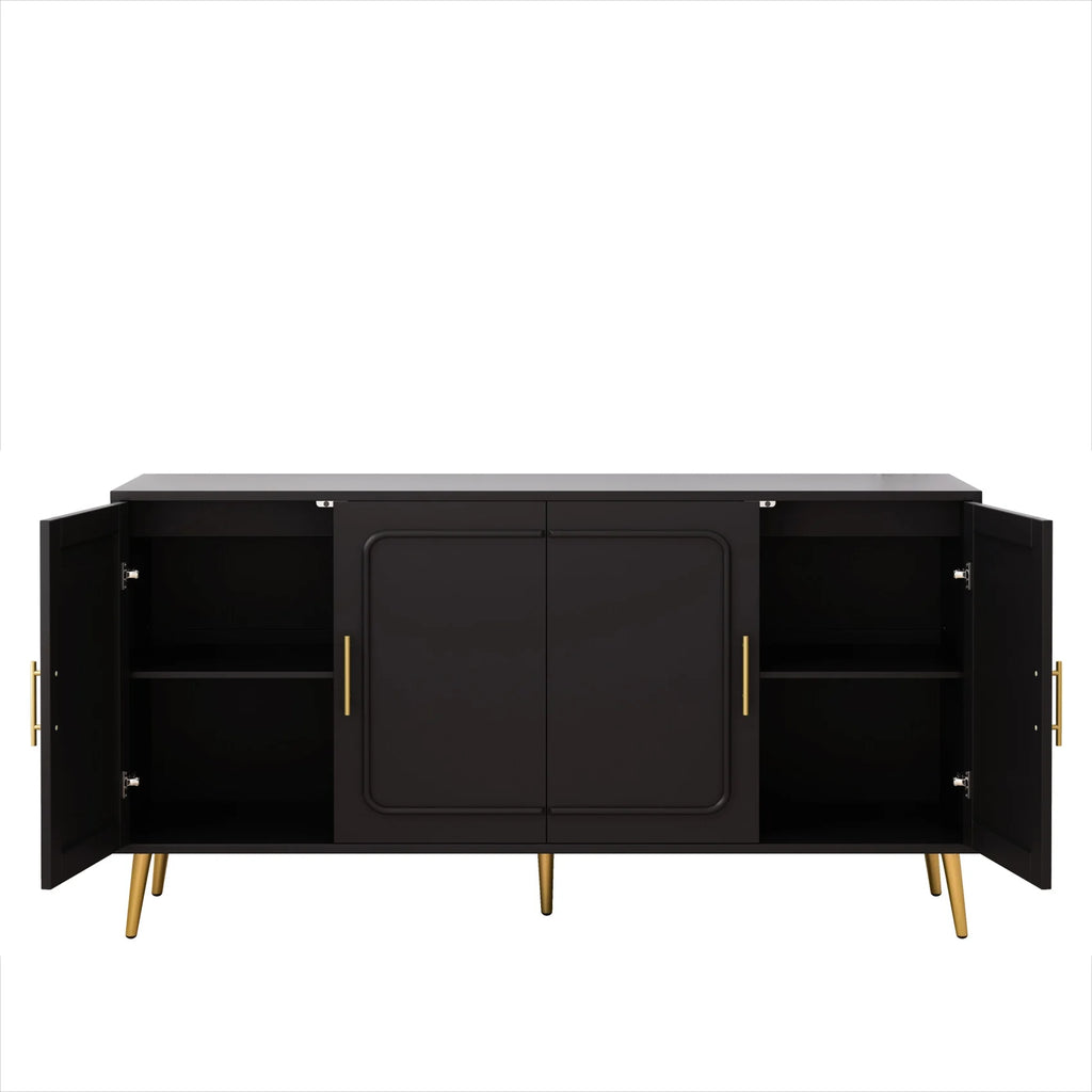 Large 4-Door Storage Cabinet with Adjustable Shelves, Modern Multi-Room Organizer for Living Room, Kitchen, Bedroom, Hallway - Blue