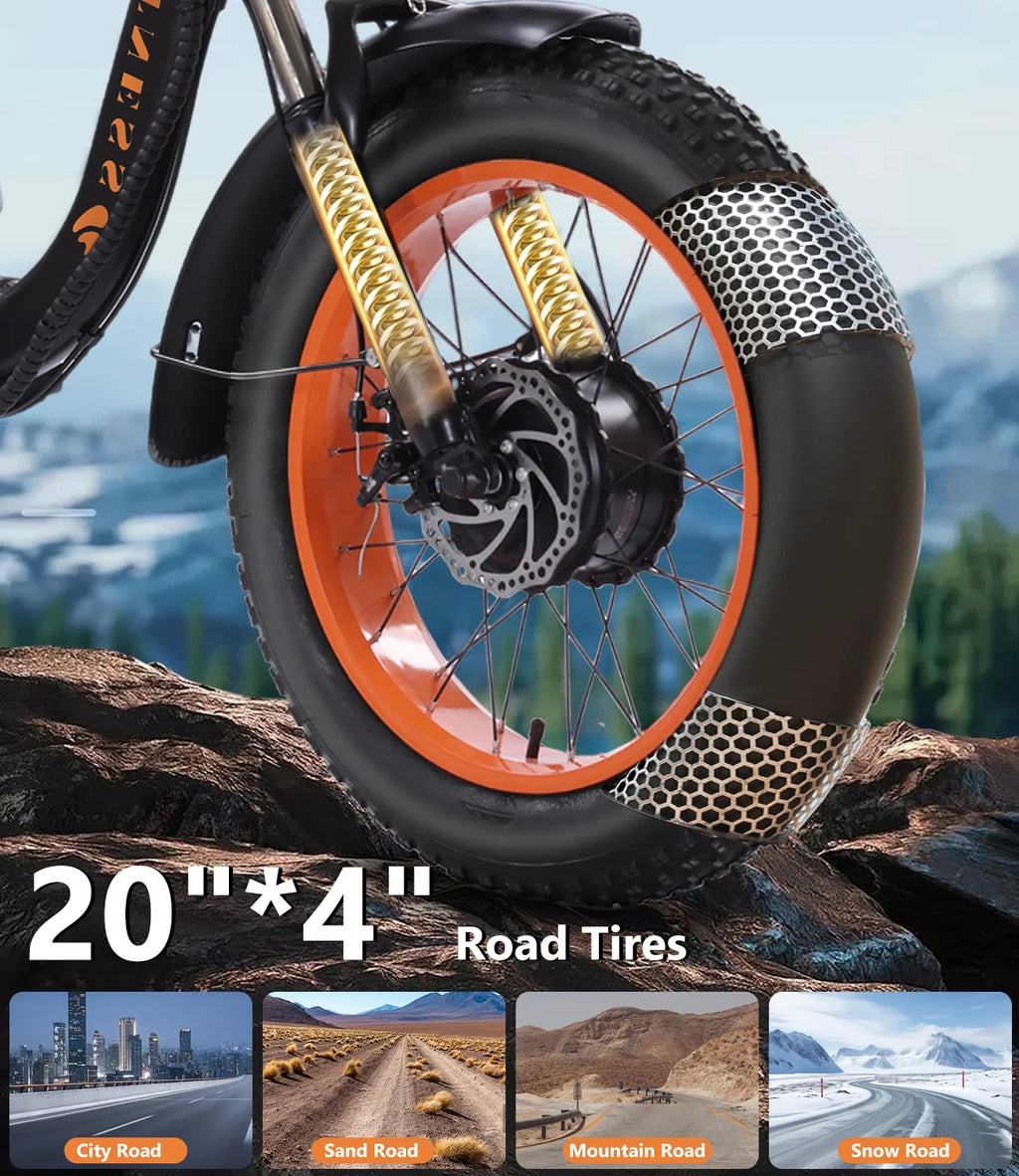 YEBEI Electric Tricycle for Adults Folding E-Trike Motorized Tricycle Electric 3 Wheels Trike Powerful 500W Motor Electric Tricycle 48V15AH Lithium Battery Max 20MPH 20*4.0” Fat Tire Orange
