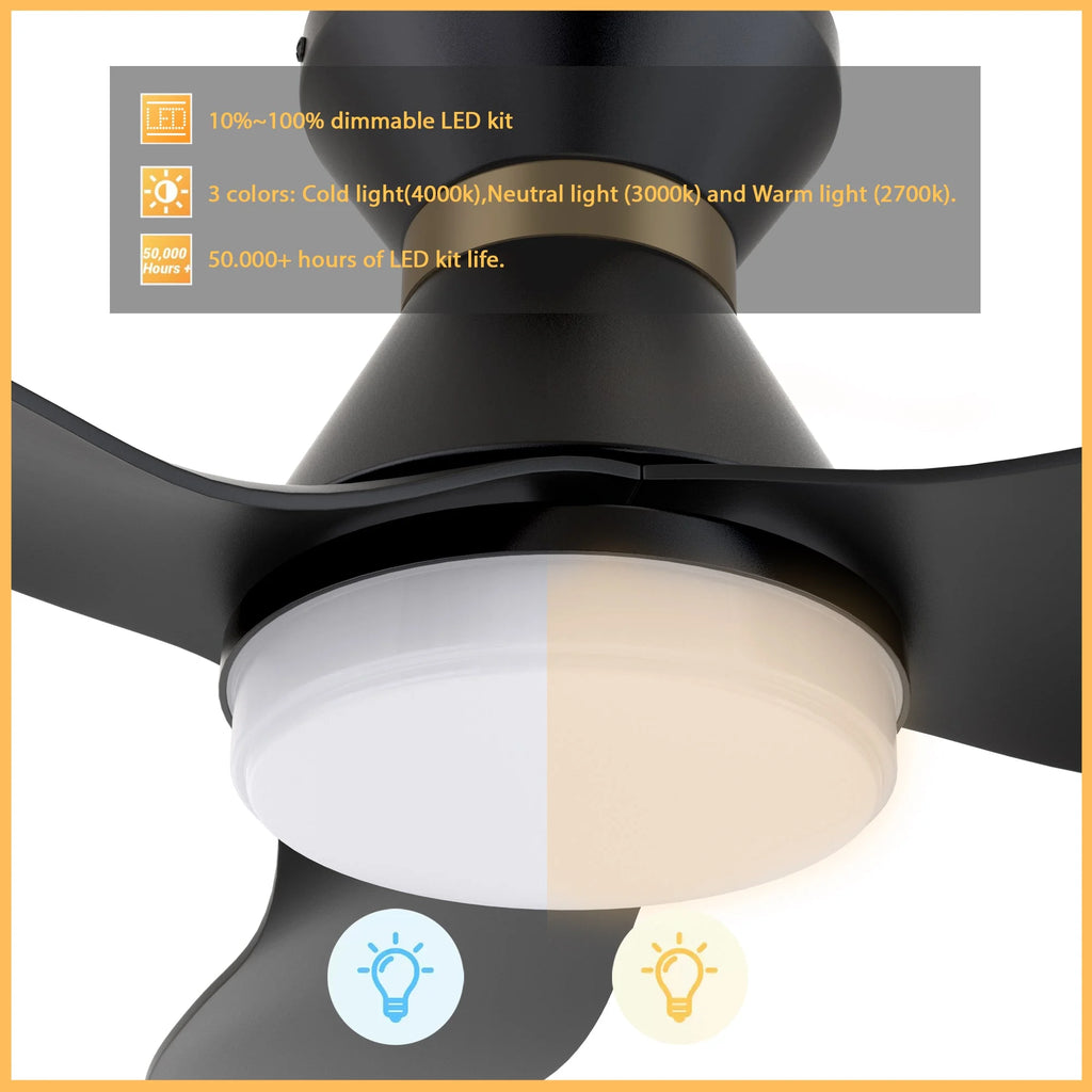 Smaair 45" Smart Ceiling Fan with Remote and Dim Light for Indoor and Outdoor