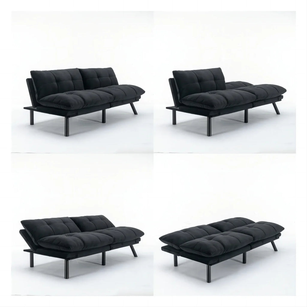 PAPROOS Convertible Sofa Bed, Folding Futon Sofa Bed, Upholstered Sofa Bed Couch, Loveseat Sleeper Sofa for Small Space, Apartment, Living Room, Cream