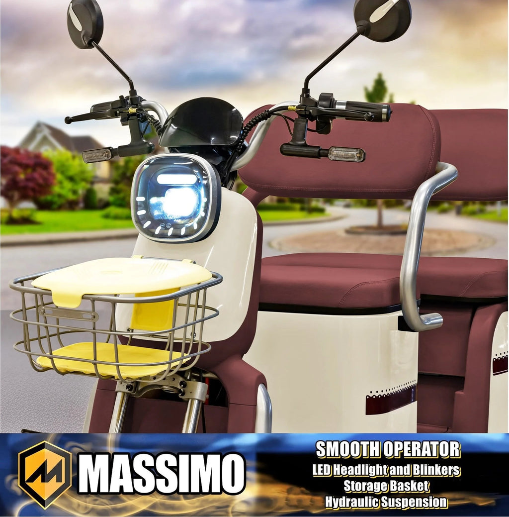 Massimo MGC E-Trike 3-Wheel Electric Cart – 17 MPH, 2-Seater Adult Scooter – Blue