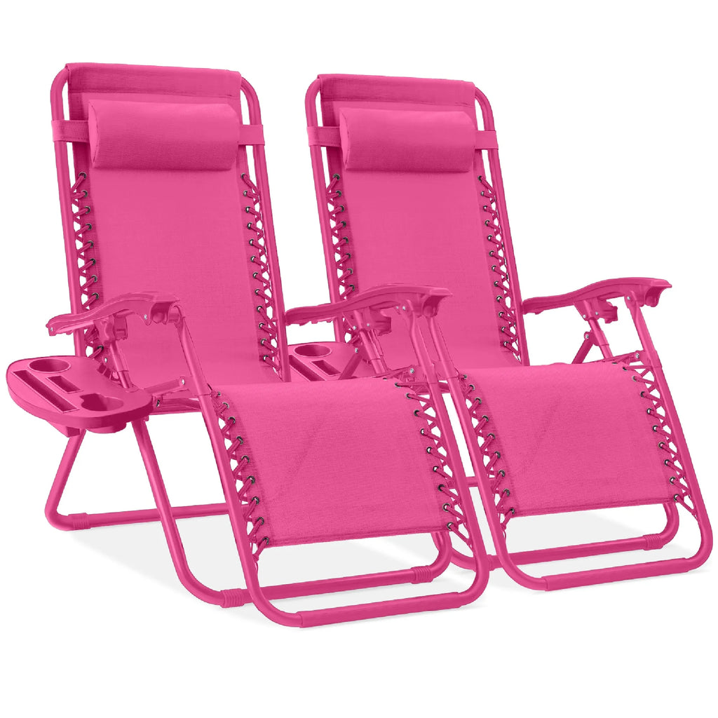 Best Choice Products Set of 2 Zero Gravity Lounge Chair Recliners for Patio, Pool w/ Cup Holder Tray - Gray