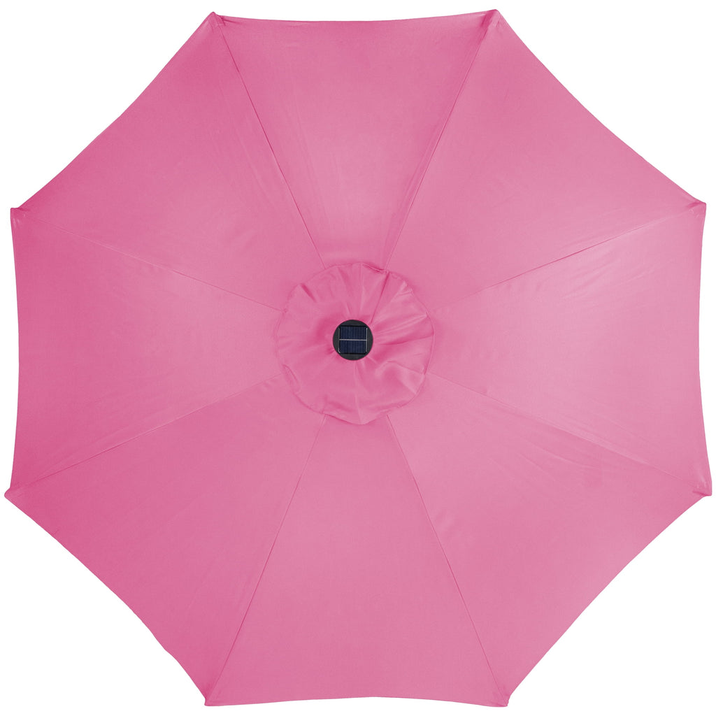 Northlight 9ft Solar Lighted Outdoor Patio Market Umbrella with Hand Crank and Tilt, Pink