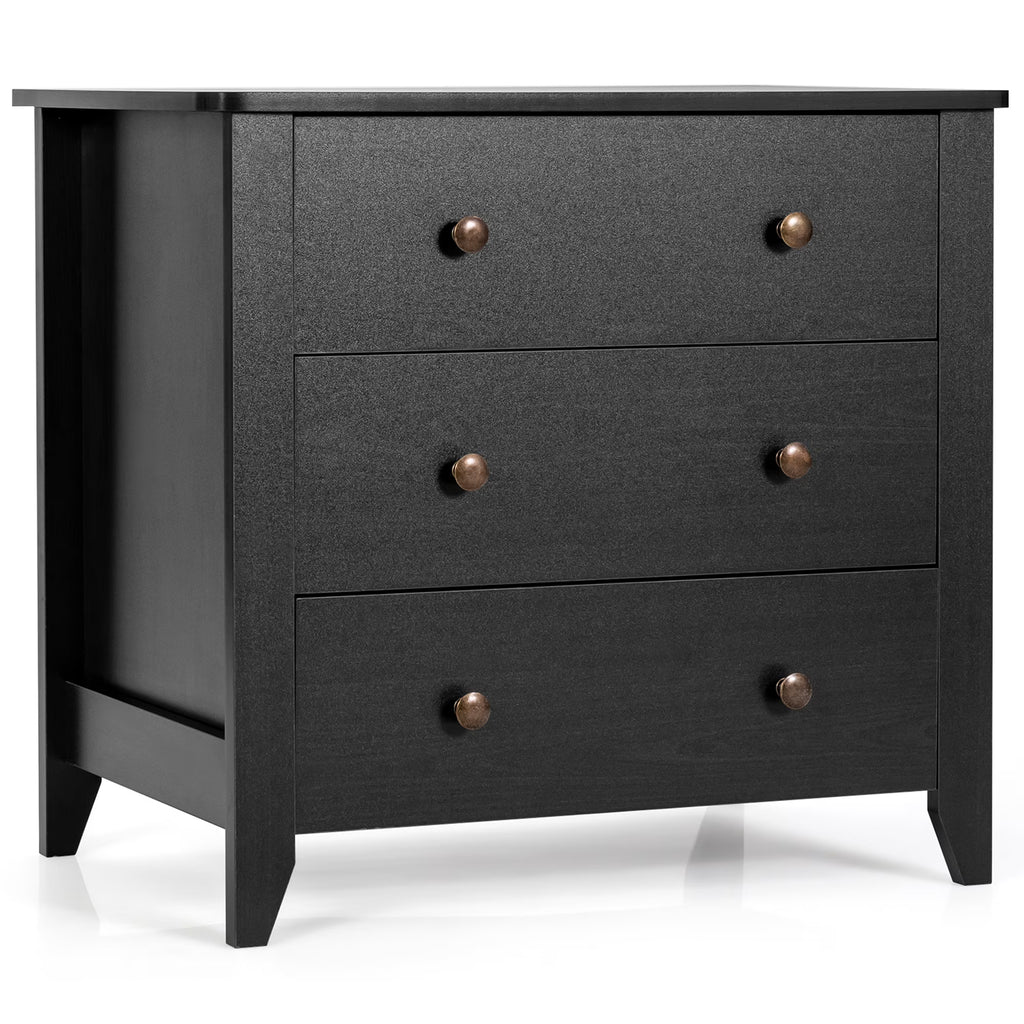 Gymax 3 Drawer Dresser Chest of Drawers Bedside Table for Living Room Bedroom Espresso