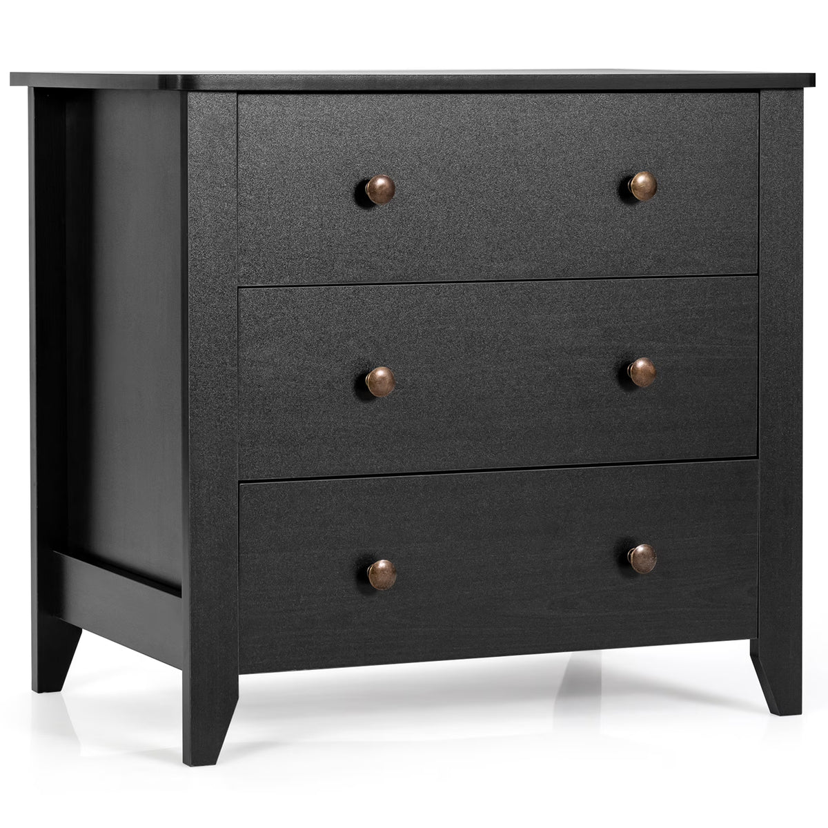 Gymax 3 Drawer Dresser Chest of Drawers Bedside Table for Living Room Bedroom Espresso