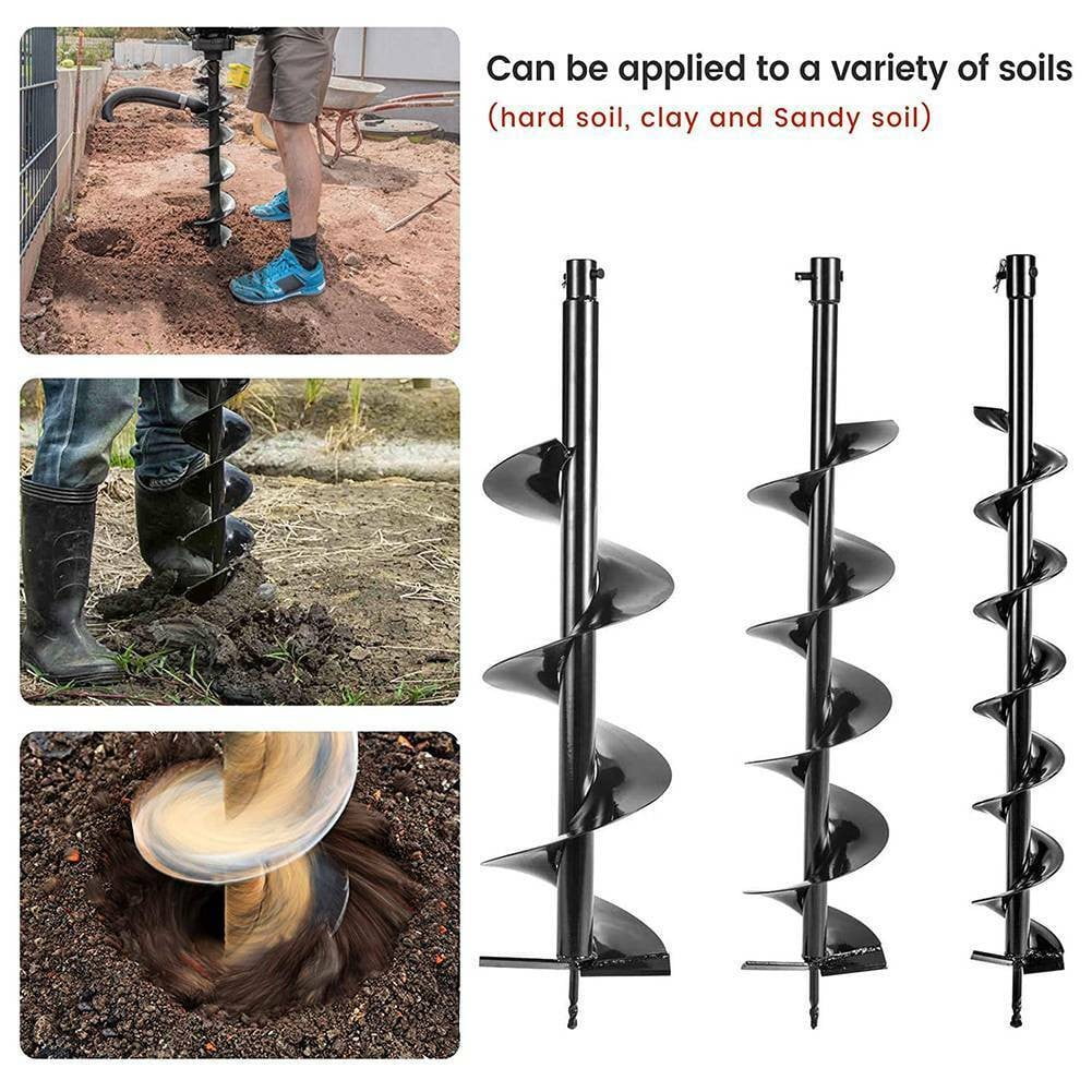 PRIJESSE Gas Powered Earth Digger Post Hole Digger with 3 Extension Rods + 3 Auger Drill Bits