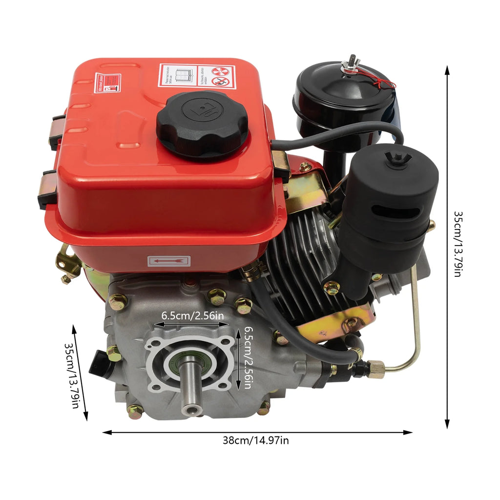 Peakora 4-Stroke 3-Horsepower Single-Cylinder Diesel Engine Recoil Start System Diesel Motor for Go Cart Mini Bike Chipper Log Splitter Lawn Mower Cement Mixer (Red)