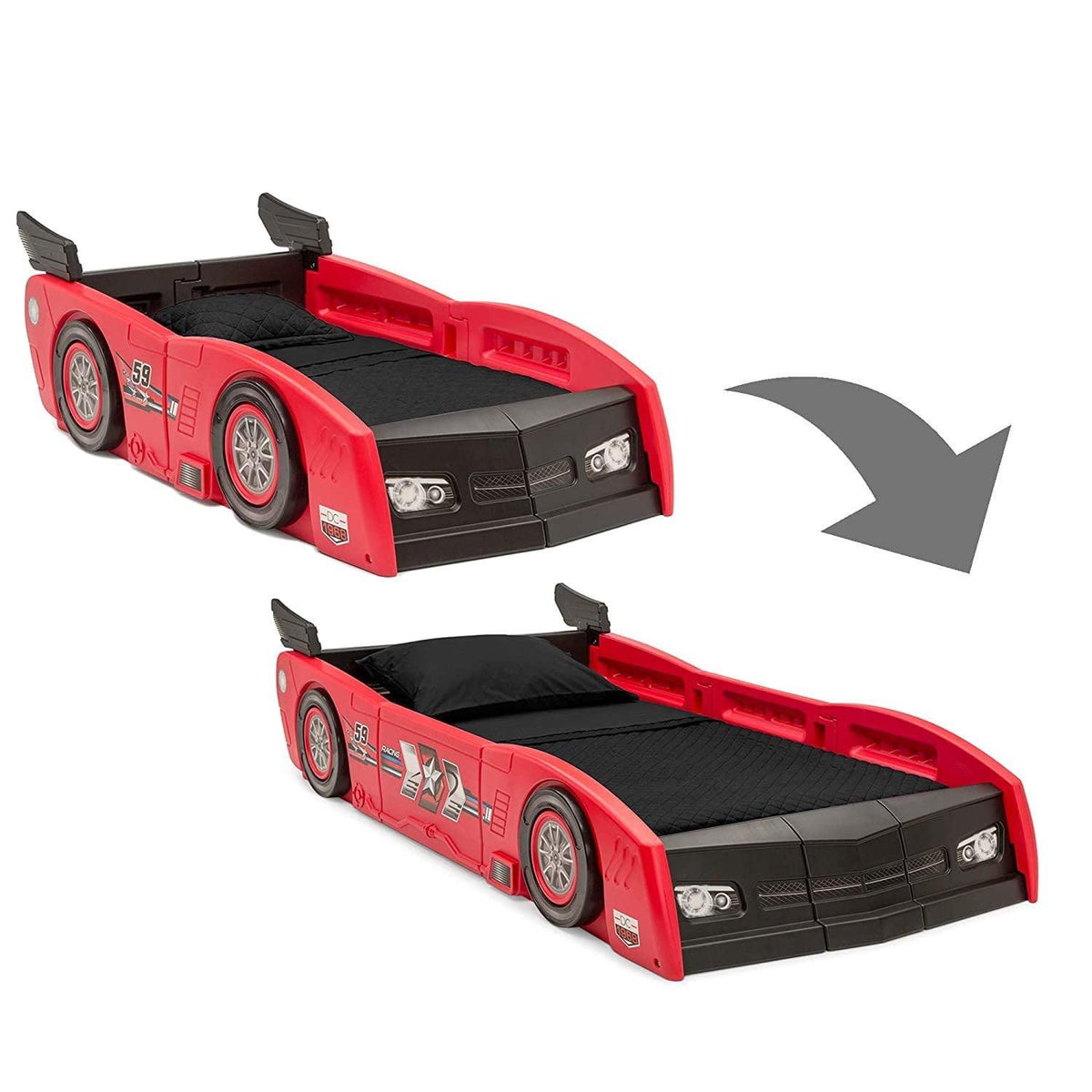 Delta Children Grand Prix Kids Plastic Toddler Bed-Twin. Red