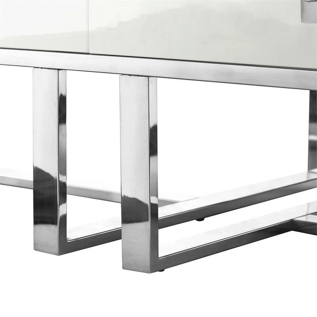 Posh Living Mano 2-Drawers Stainless Steel Base Coffee Table - Light Gray/Chrome