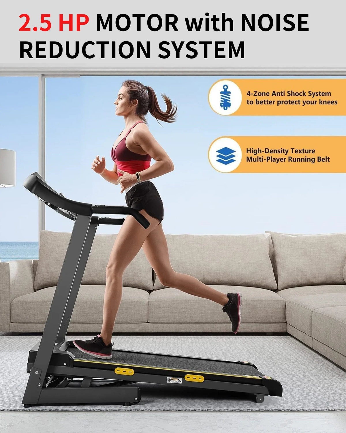 Treadmill with Incline Folding with 12 Level Automatic Incline 2.5hp Power 8.5mhp Speed Running Machine 15 Preset Training Program Electric Treadmill for Home Use