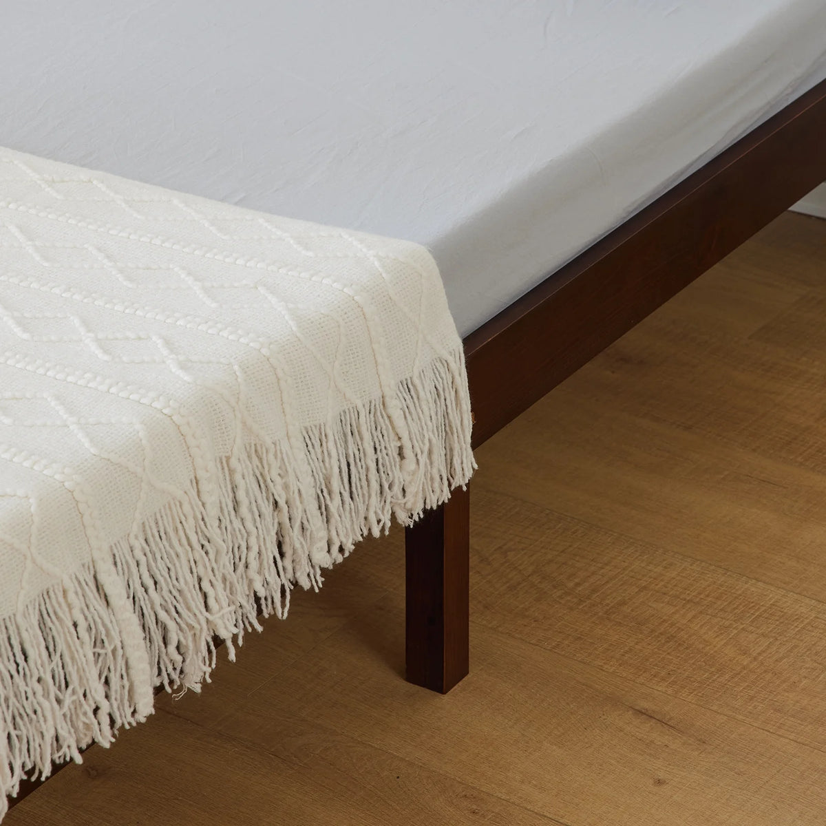 12 Inches Wood Platform Bed Frame Twin Size, Solid Wood Mattress Foundation with Strong Wood Slat Support