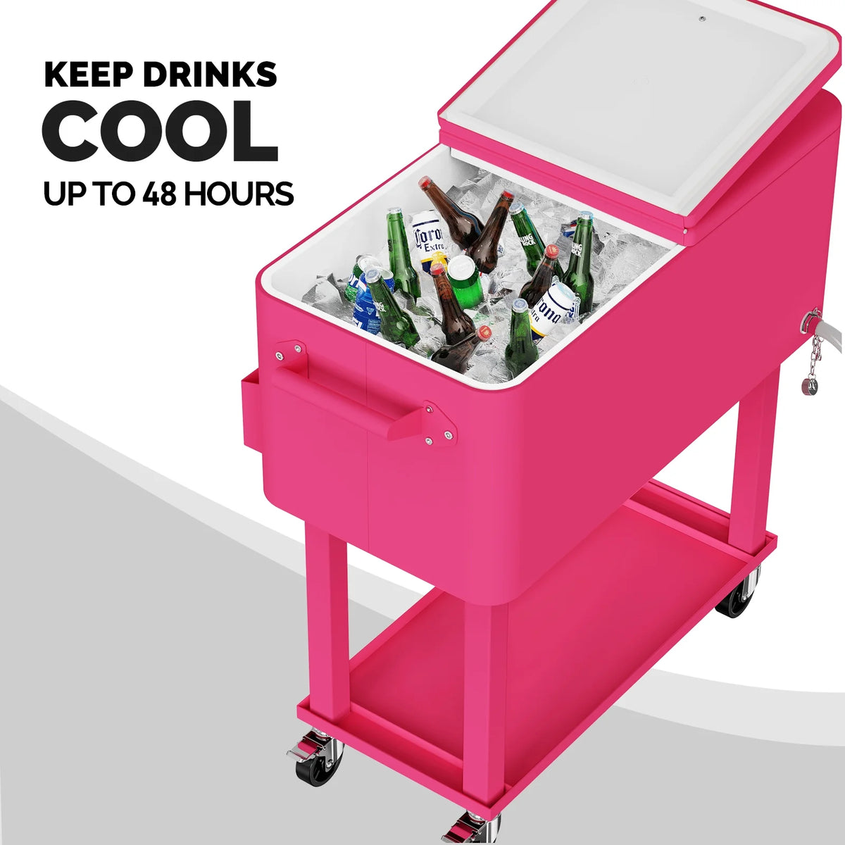 Ktaxon 80 Qt Rolling Ice Chest Cooler Cart Outdoor Trolley with Storage Shelf, Bottle Opener & Cap Collector for 48 Hour Cold Drinks,Lemon Yellow
