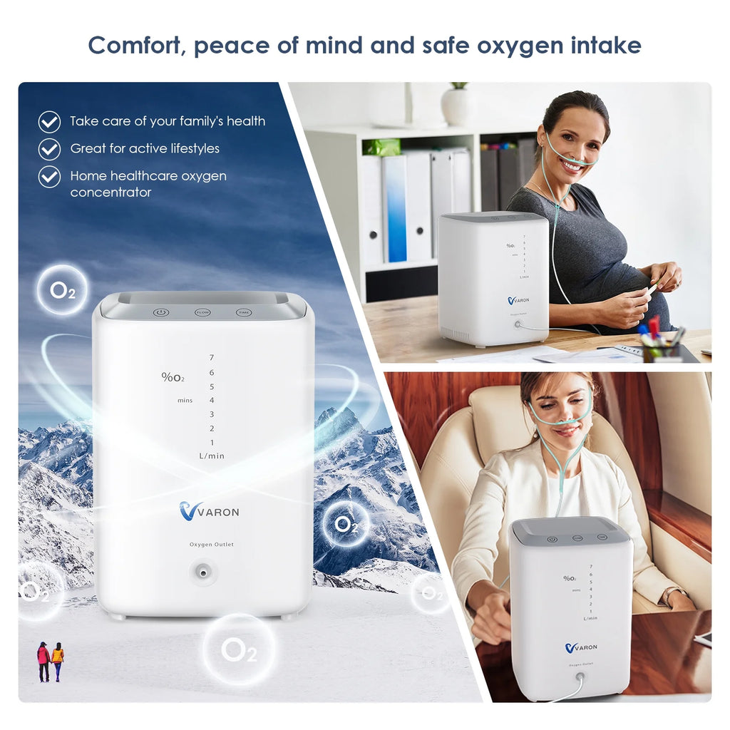 YANGKING Upgraded Oxygen Generator-Portable Machine Tube 7L, 93% Pure Oxygen , 1-7L/min Adjustable, Whisper Quiet, 72H Continuous Work, Remote Control, Sleep Mode