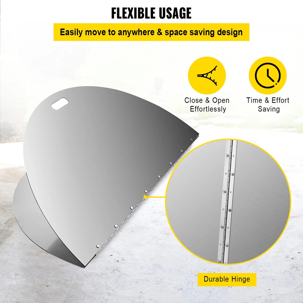 BENTISM Fire Pit Lid Round 40 Inch Foldable Fire Pit Ring Snuff Cover 430 Stainless Steel Fire Pit Spark Screen Cover 3mm Thickness