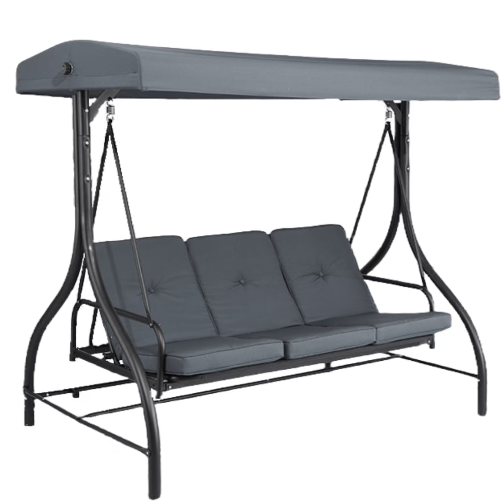 Arlopu 3 Person Porch Swing Outdoor Converting Canopy Swing Glider with Canopy