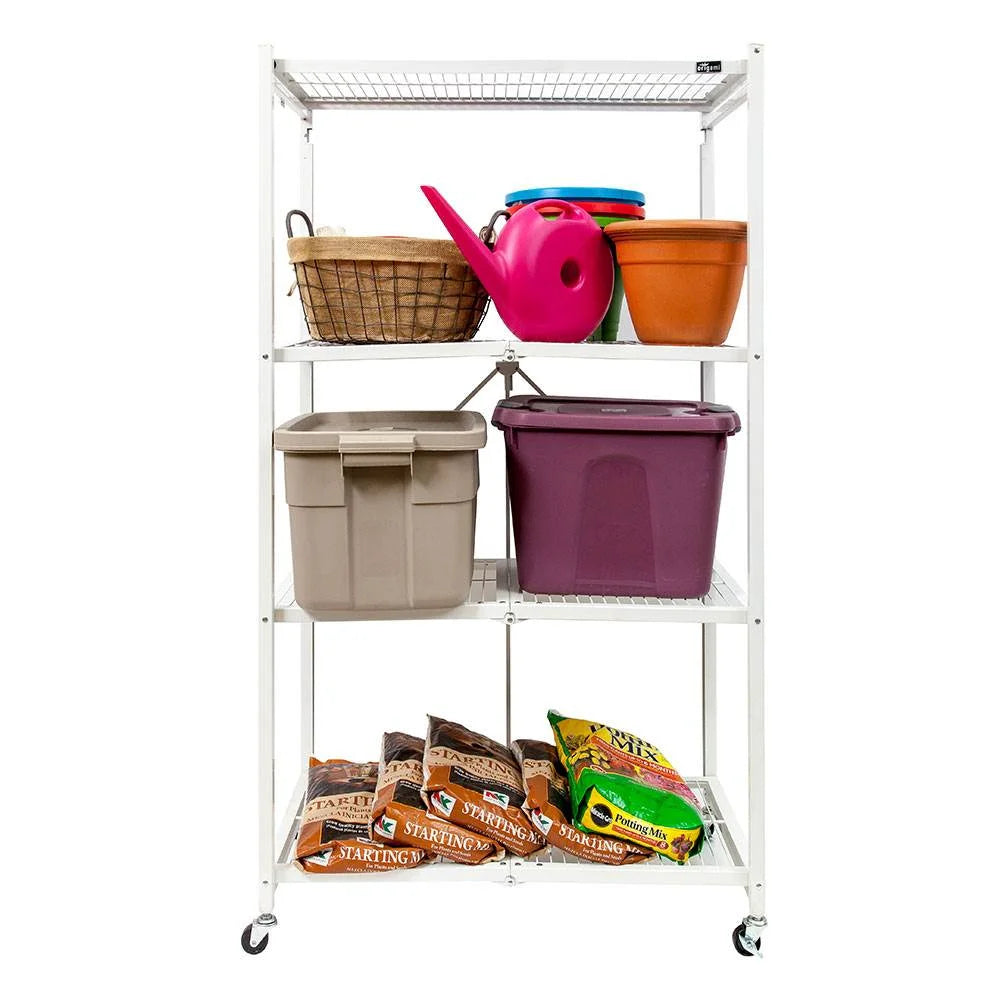 Origami 2-Pack R5 Series Heavy-Duty 4-Tier Foldable Steel Shelf, Pewter