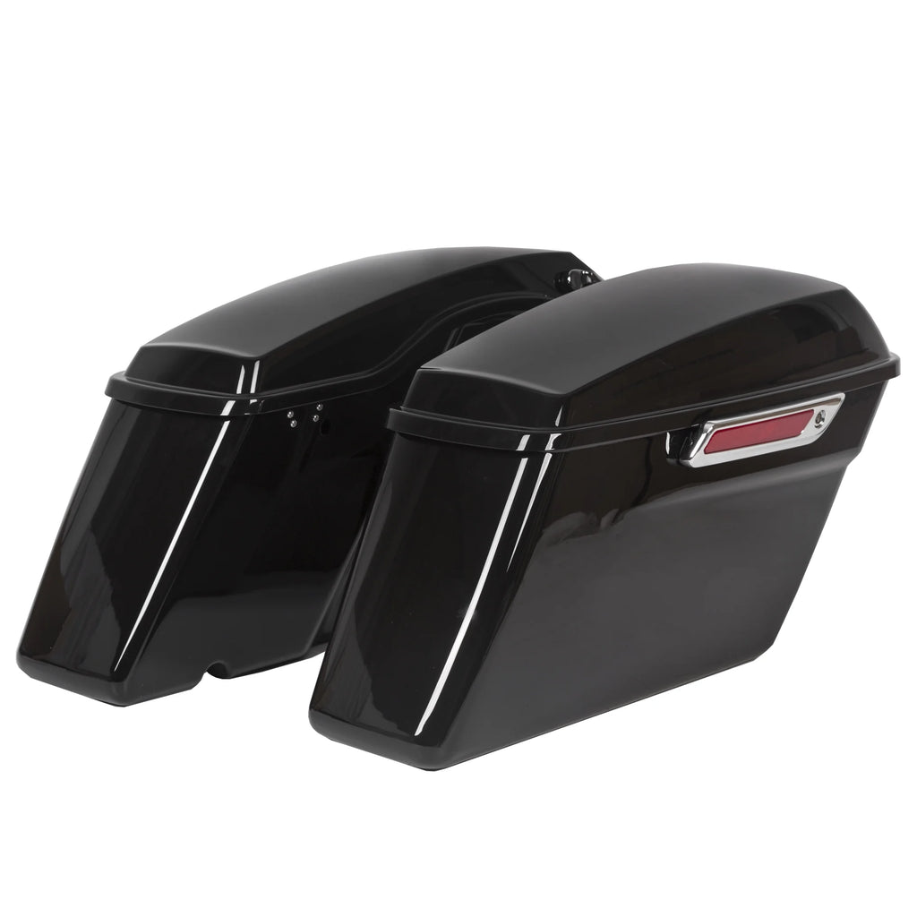 Kojem Hard Saddle Bags for 1993 - 2013 Harley Road King Glide Vivid Black Lockable Saddlebags