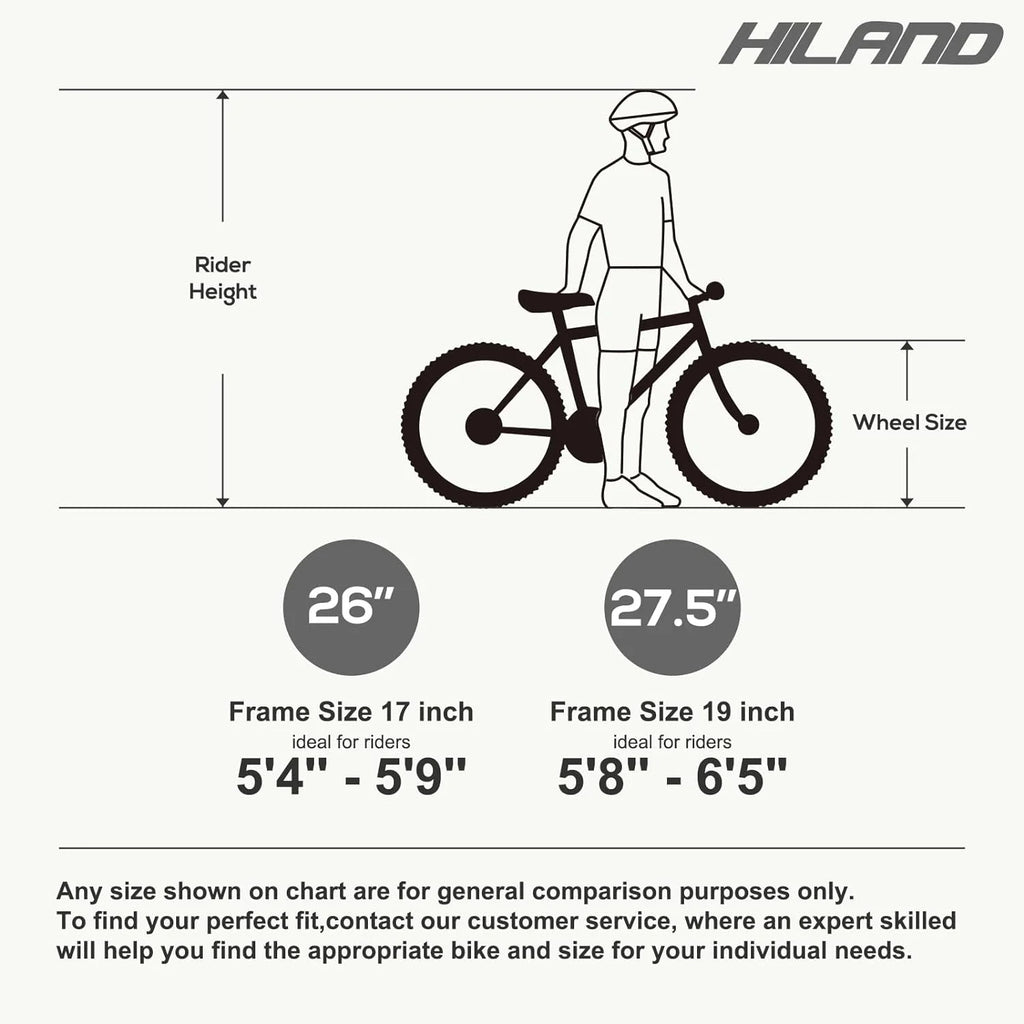 Hiland 26 27.5 29 Inch Mountain Bike, Mens Womens MTB with 21 Speeds, High-Tensile Steel Frame, V Brake, Hardtail Bicycle for Adults