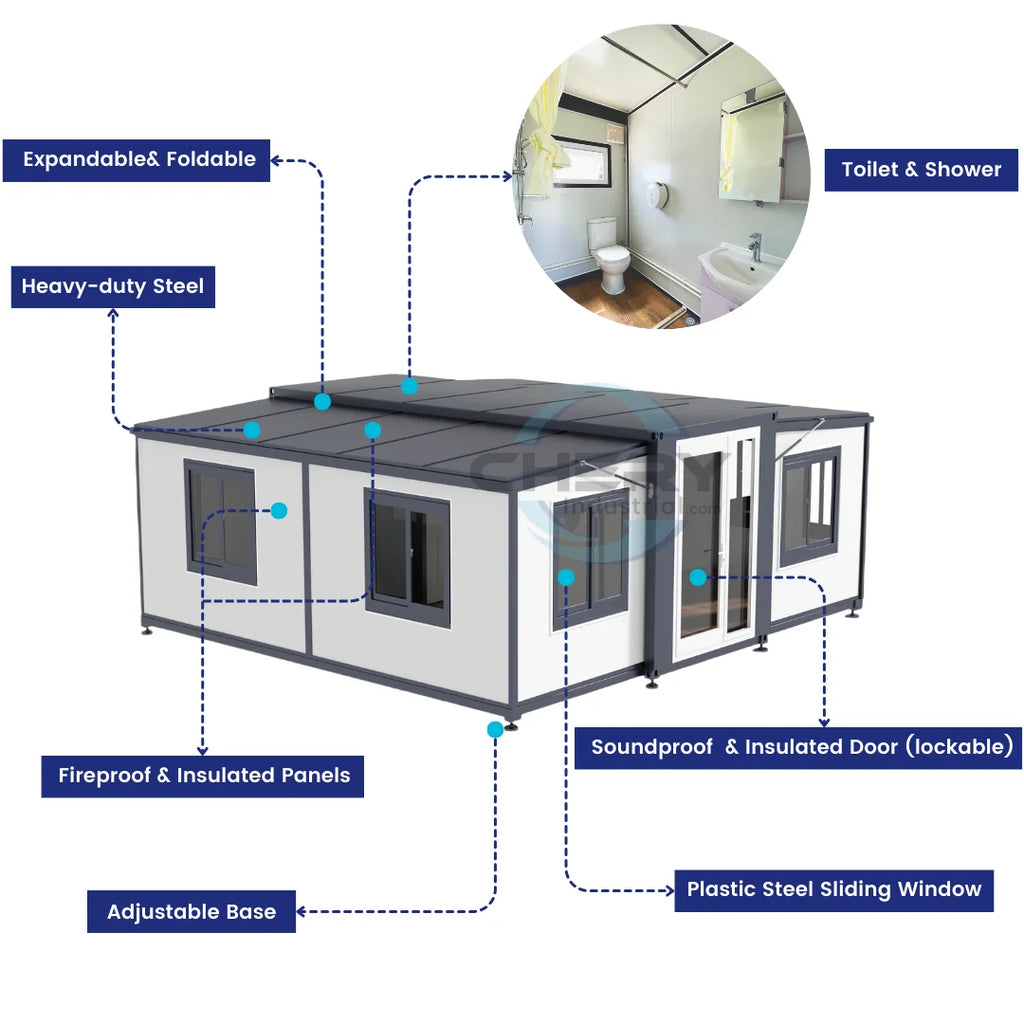 Portable Mobile Expandable Prefab House 15 x 20ft,Exquisitely Designed Modern Villa Prefab House for Live,Work