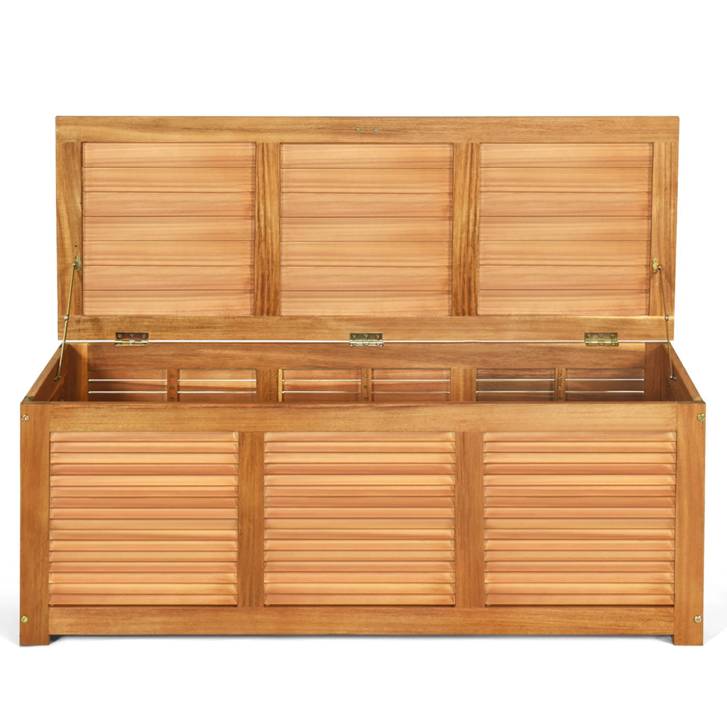 Gymax Acacia Wood Deck Box 46 Gallon Garden Backyard Storage Bench Container