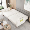 Convertible Futon Sofa Bed, 75�� Fabric Futon Couch with Adjustable Backrest, Folding Futon Sleeper Recliner for Living Room Furniture (White)
