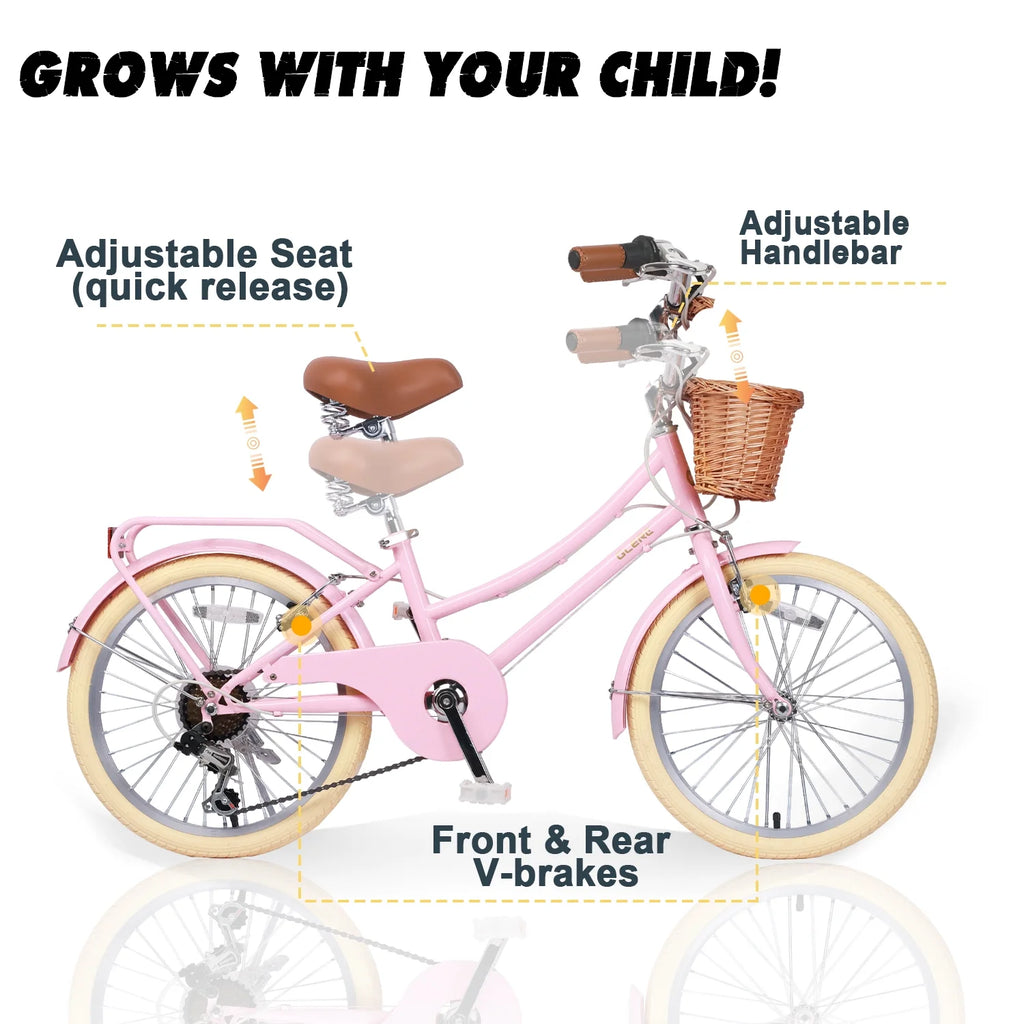 Glerc Missy 24" Girls Cruiser Bike 6-Speed Women's Hybird Bicycle for Ages 7-11 Years, Mint Green