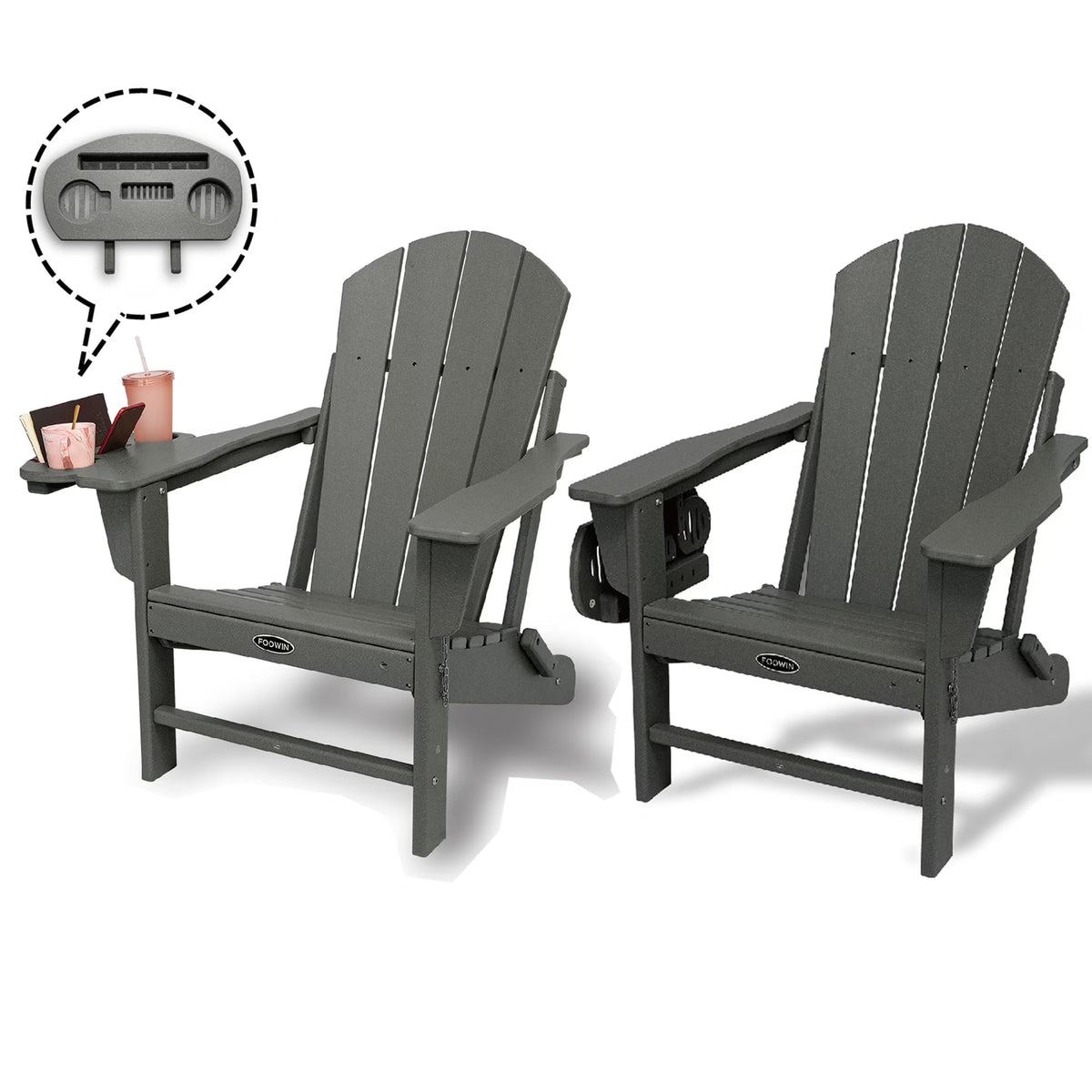 FOOWIN HDPE Plastic Adirondack Chairs Set of 4, Black