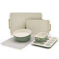 GreenPan Bakeware Set, 7 Piece Nonstick Ceramic Baking Sheets, Cake Pans, Loaf Pan, Muffin Tin, Cooling Rack, Green