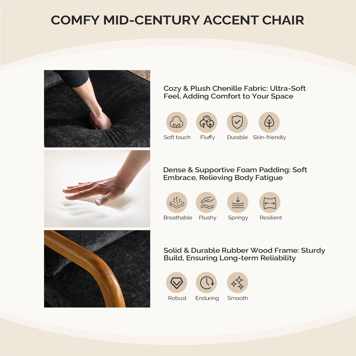 Ktaxon Accent Chair Corduroy Upholstered Armchair, Reading Club Chair with Pillow and Solid Wood Frame for Living Room Bedroom Furniture Off White
