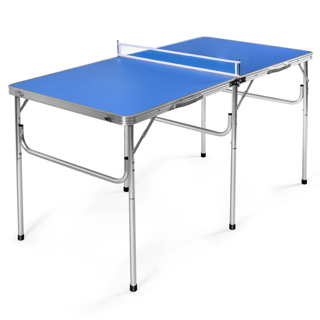 Gymax Folding Table Tennis Table Portable Ping Pong Table w/ 2 Paddles & 2 Balls