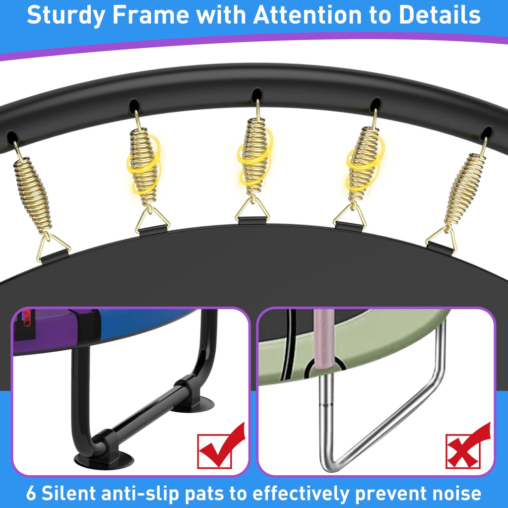 CITYLE Trampoline for Kids 600LBS 60'' 5FT Toddler Trampoline Indoor Outdoor with Basketball Hoop, Swing, Adjustable Bar, Mini Small Trampoline with Enclosure, Gifts for Toddlers, Boys & Girls