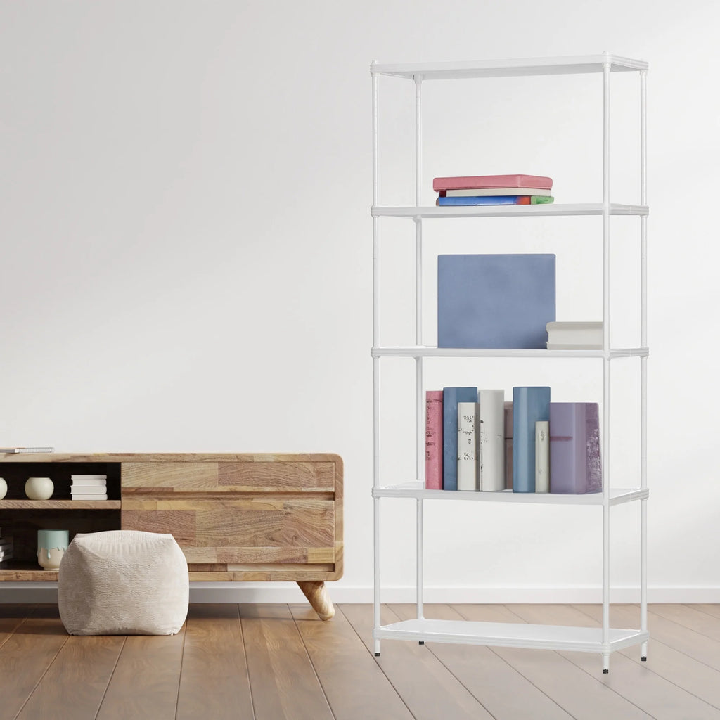 Design Ideas MeshWorks 5 Tier Steel Storage Shelving Unit Bookshelf, Green