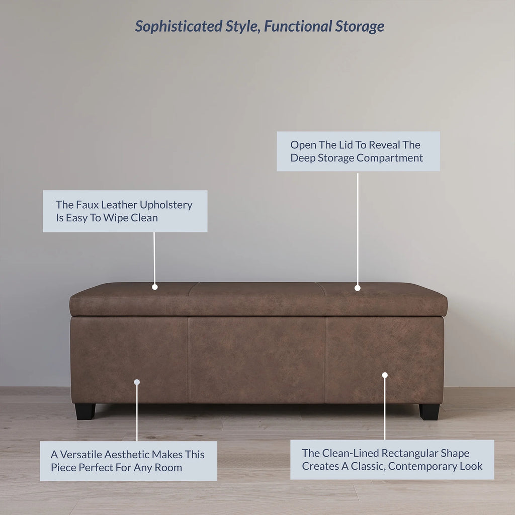 BELLEZE Storage Ottoman Bench Footstool - Amherst (Beige)