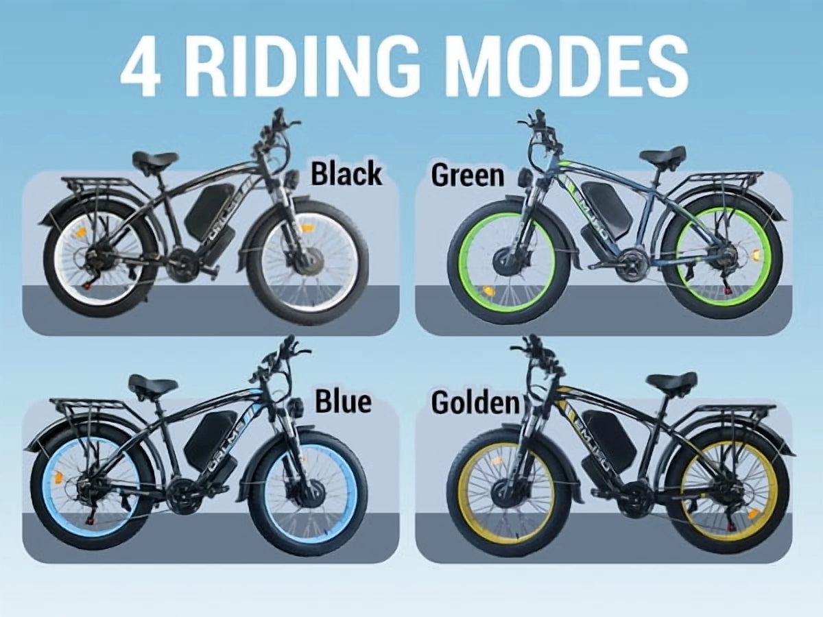 (US in Stock) 5000W Peak Dual Motor Electric Bike for Adults , 60V 25AH Removable Battery Ebike , 50MPH AWD 21-Speed Mountain Snow E-Bike with 26" x 4.0 Fat Tire, Long Range Mountain Off-Road EBikes