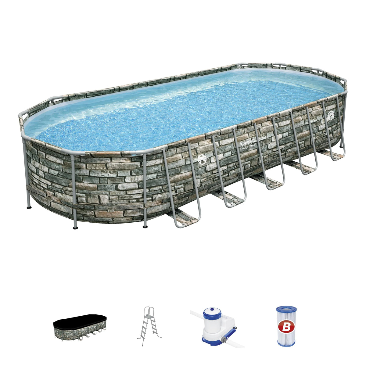 Coleman Power Steel 26’ x 12’ x 52” Oval Above Ground Pool Set