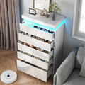 NEGYLIM 6 Drawer White Dresser, High Gloss Dresser with LED Light for Bedroom, Living Room, Hallway, Easy Assembly